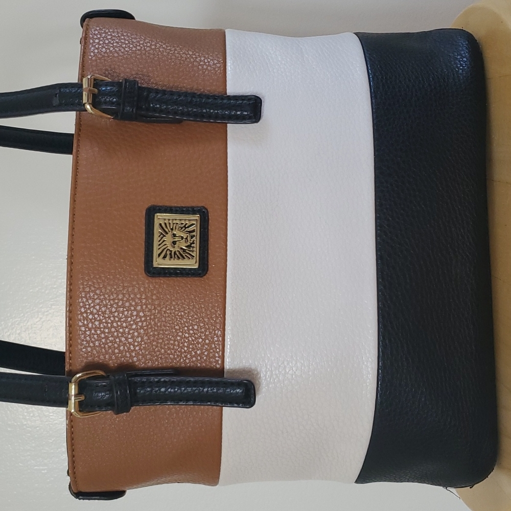 Anne Klein Faux Leather Color block Stripped Purse Gently used